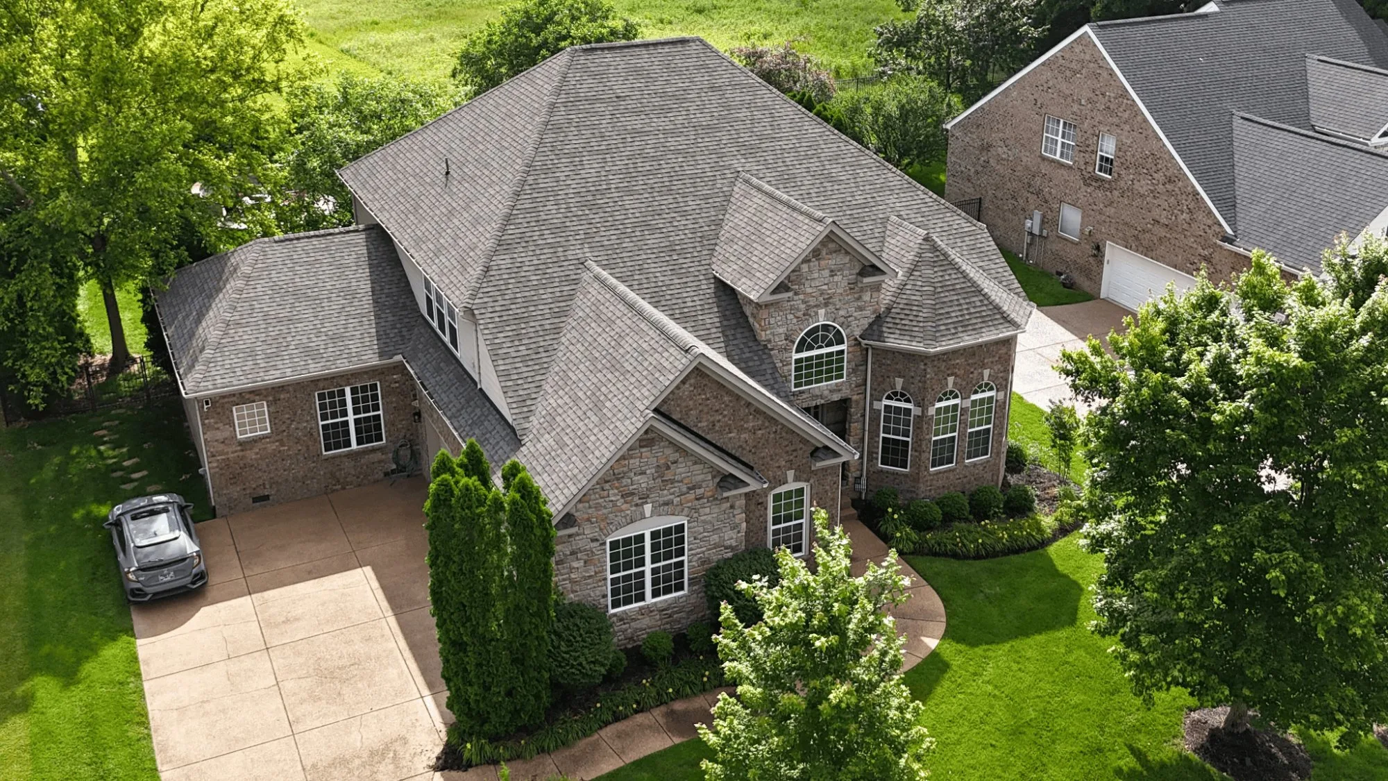 Wind damage on roof from May 2025 storms